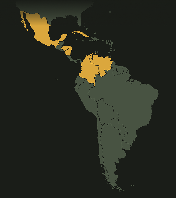 Mapa de Latinoamérica mostrando países de acción